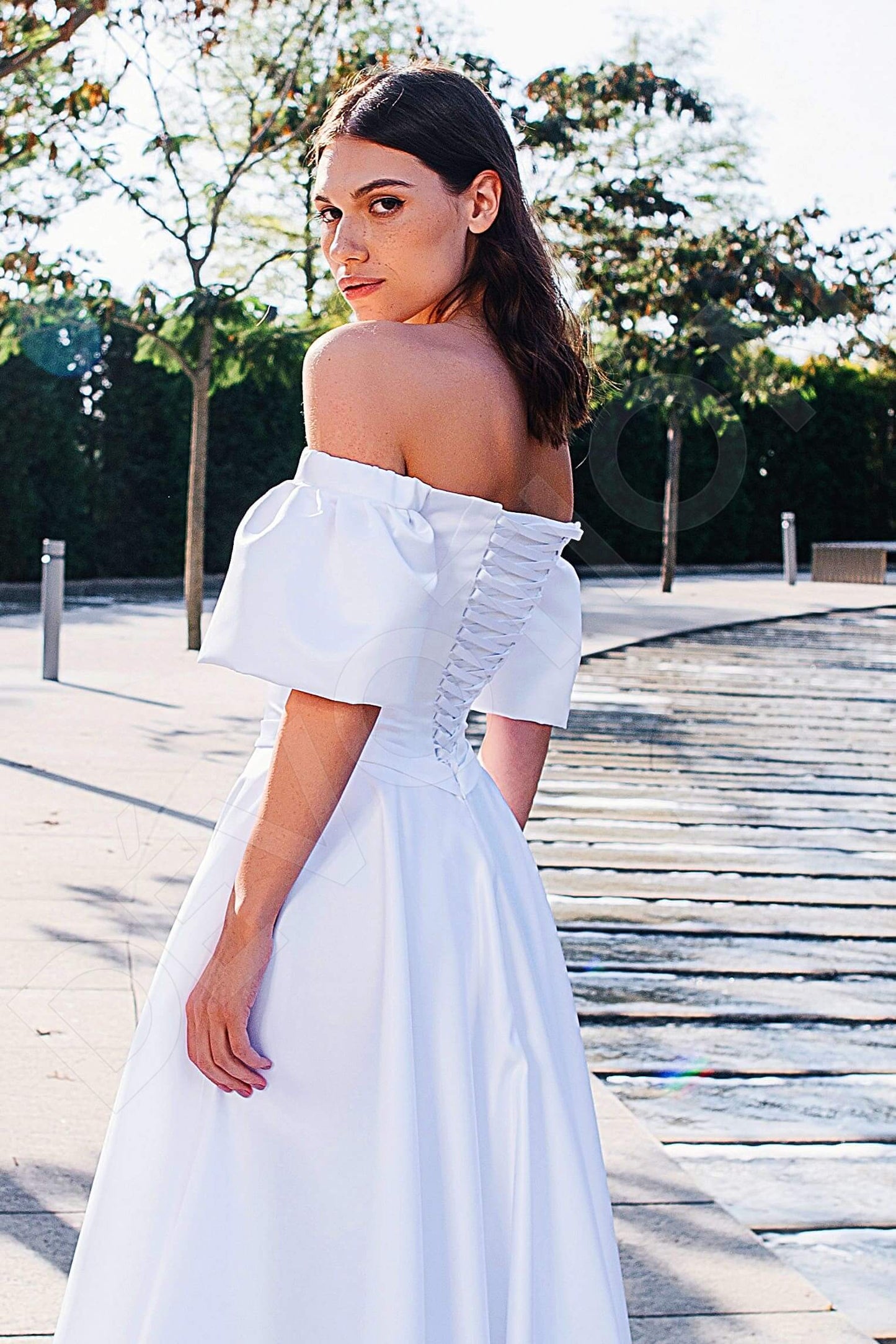 Yasmin Open back A-line Half sleeve Wedding Dress 3