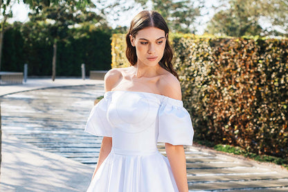 Yasmin Open back A-line Half sleeve Wedding Dress 7