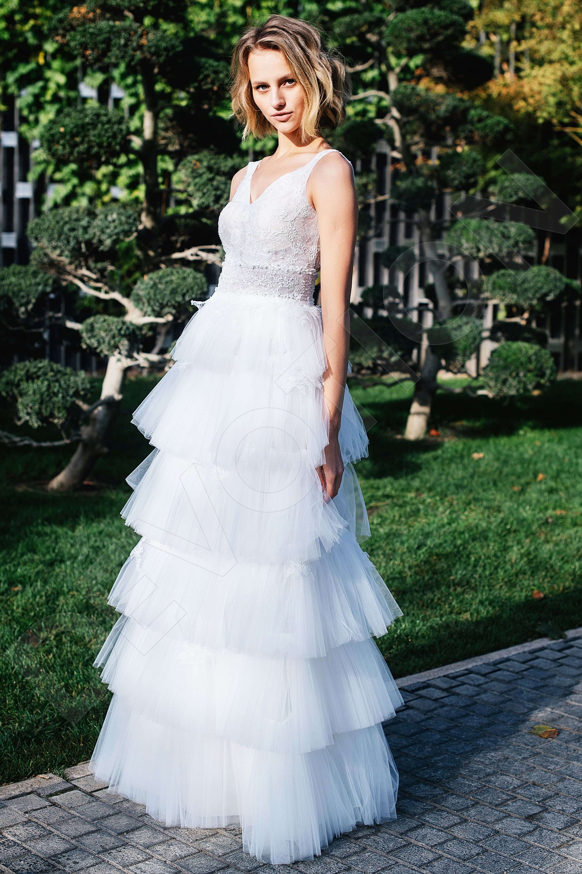 Yael A-line V-neck Ivory Wedding dress