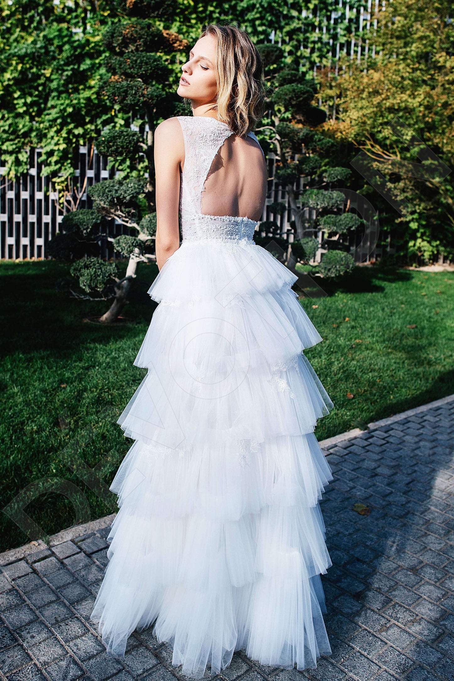 Yael Open back A-line Sleeveless Wedding Dress Back