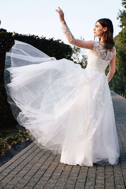 Zulma Full back A-line Long sleeve Wedding Dress Back