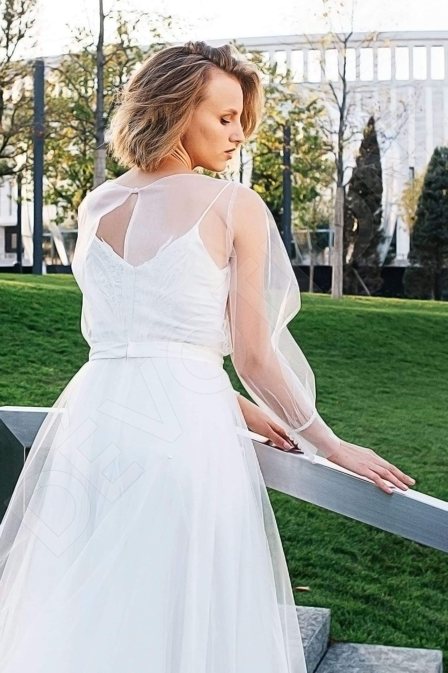 Leila Open back A-line Long sleeve Wedding Dress 3
