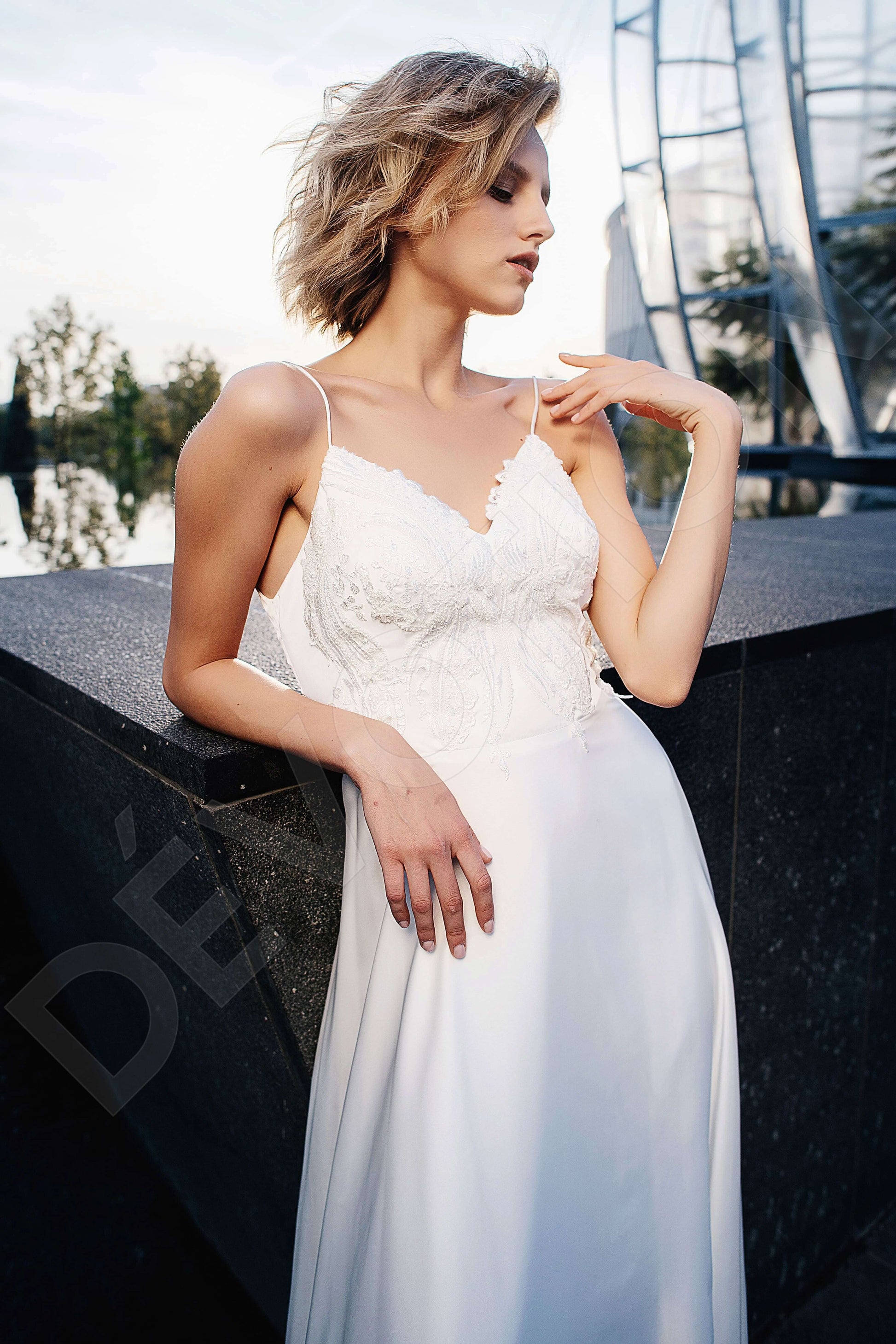 Leila A-line Jewel Ivory Wedding dress