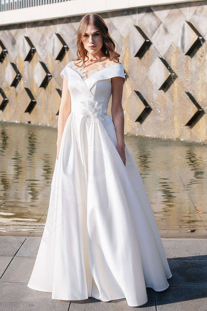 Shira Full back A-line Short/ Cap sleeve Wedding Dress Front
