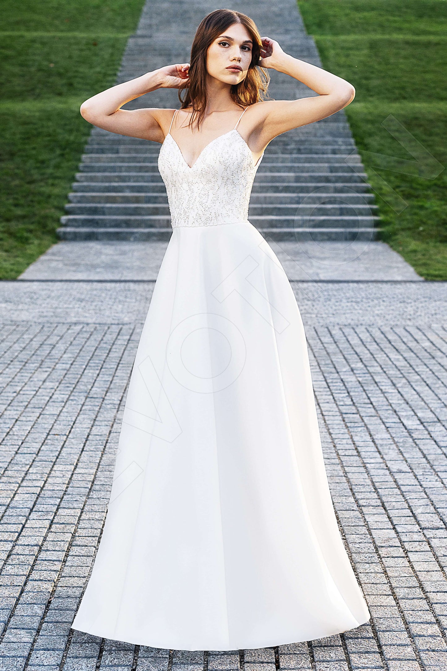 Ardeth Open back A-line Straps Wedding Dress Front