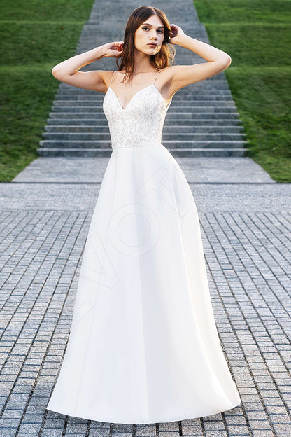 Ardeth Open back A-line Straps Wedding Dress Front