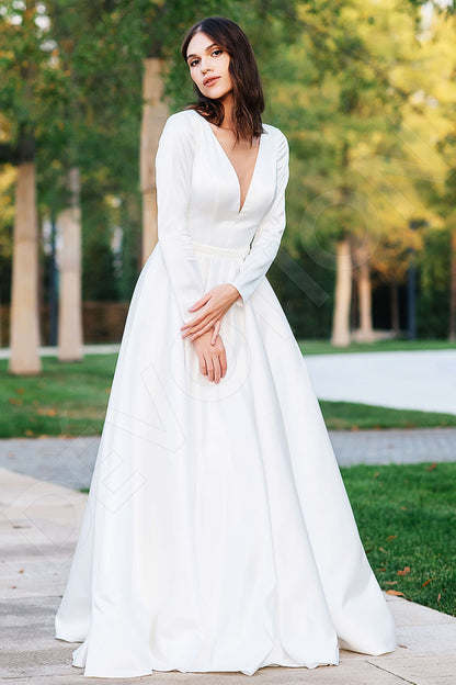 Esther Open back A-line Long sleeve Wedding Dress Front