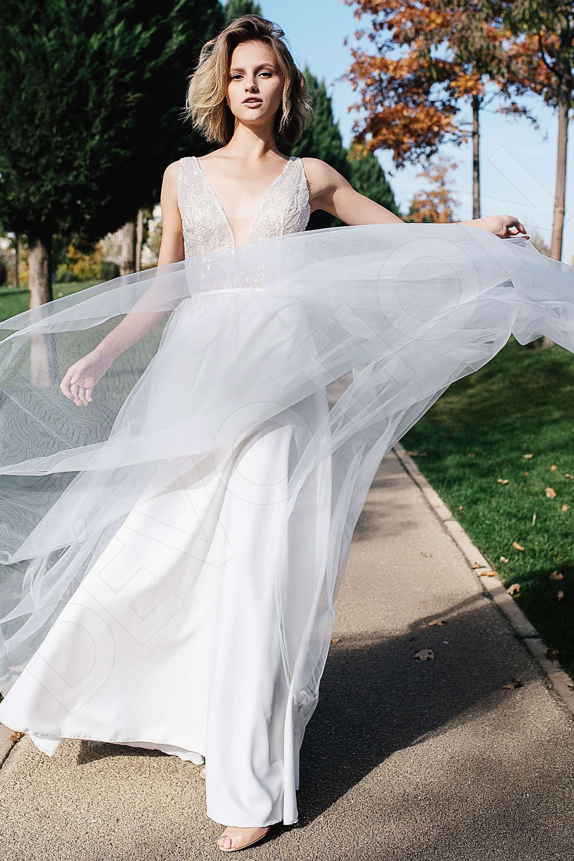 Galit A-line V-neck Ivory Wedding dress