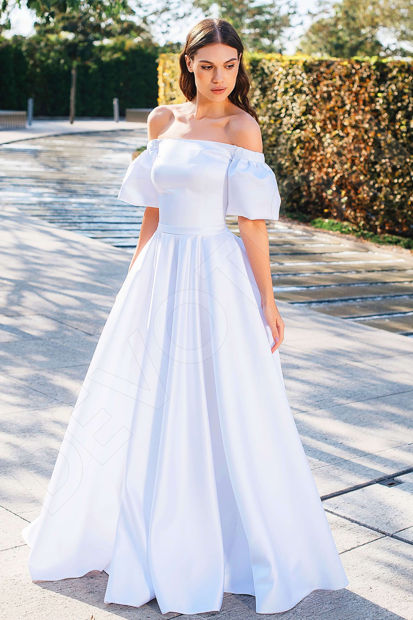Yasmin Open back A-line Half sleeve Wedding Dress Front