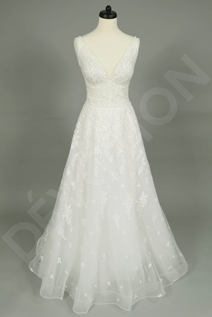 Cape Open back A-line Sleeveless Wedding Dress 8