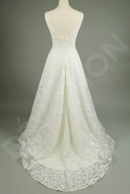 Cape Open back A-line Sleeveless Wedding Dress 9