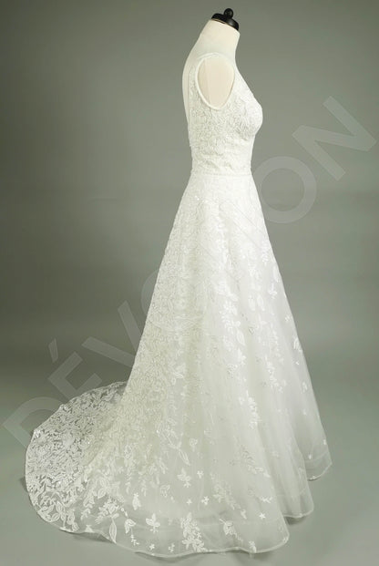 Cape Open back A-line Sleeveless Wedding Dress 10