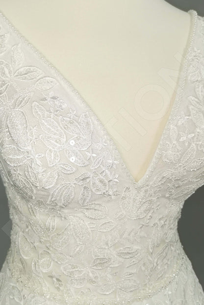 Cape Open back A-line Sleeveless Wedding Dress 11