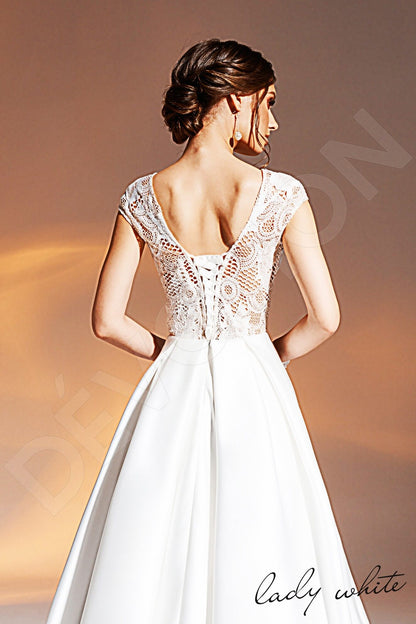 Anipe Open back A-line Short/ Cap sleeve Wedding Dress 3