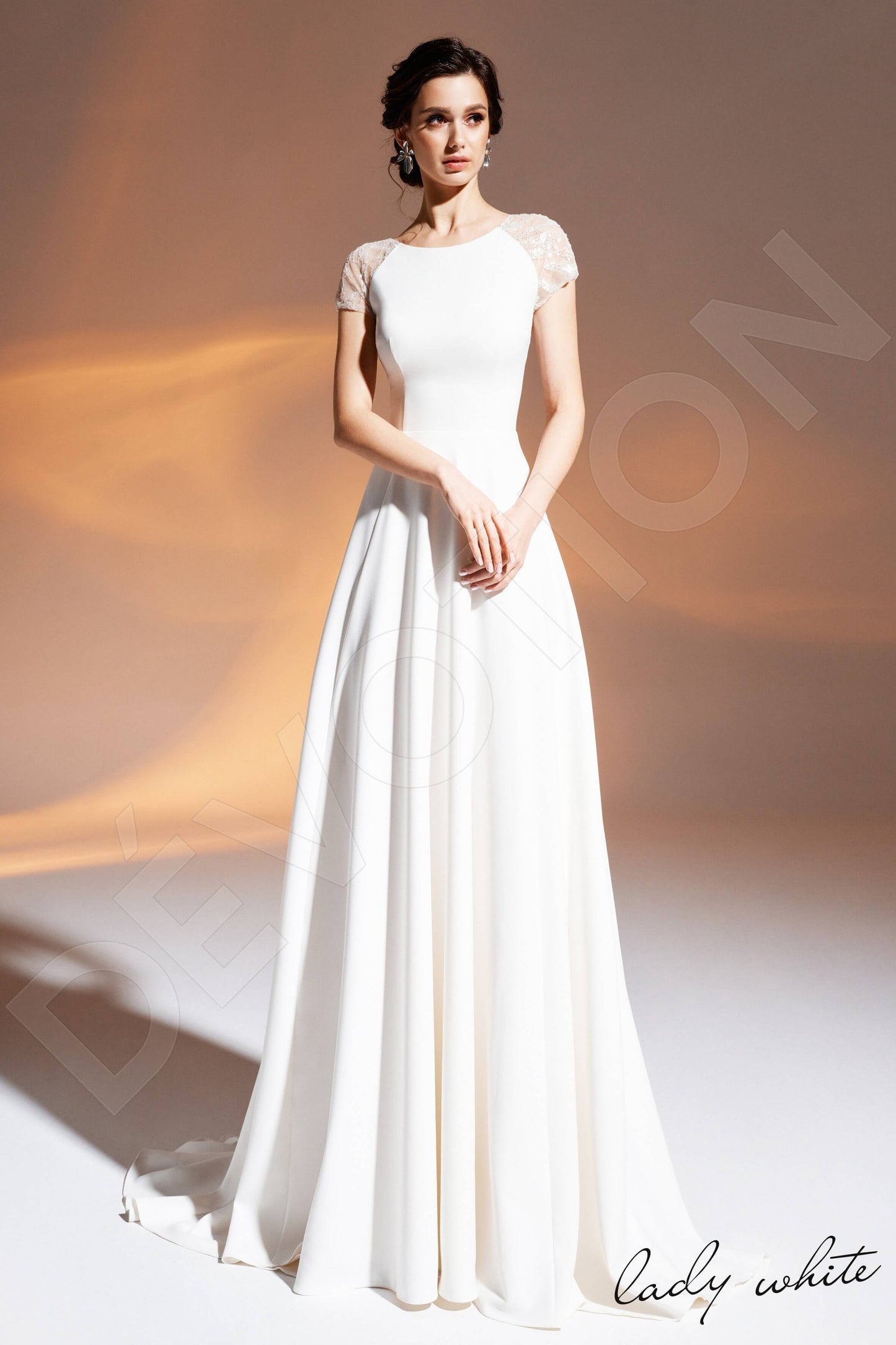 Benu Full back A-line Short/ Cap sleeve Wedding Dress Back