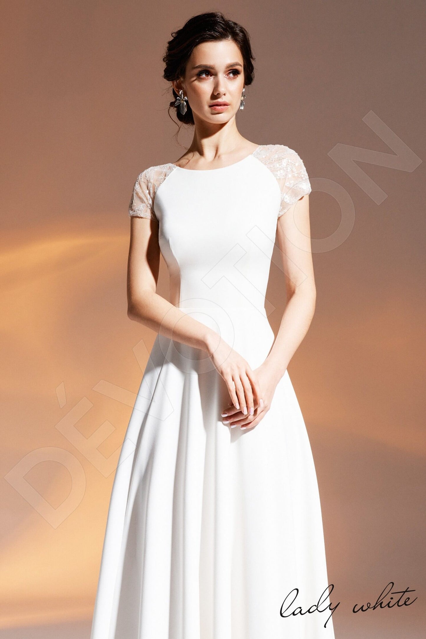 Benu Full back A-line Short/ Cap sleeve Wedding Dress 2