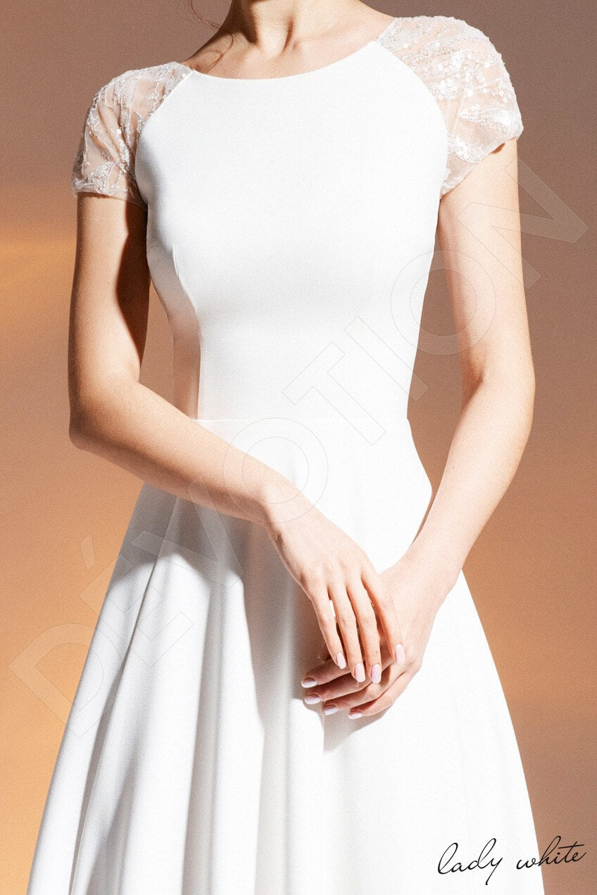 Benu Full back A-line Short/ Cap sleeve Wedding Dress 4
