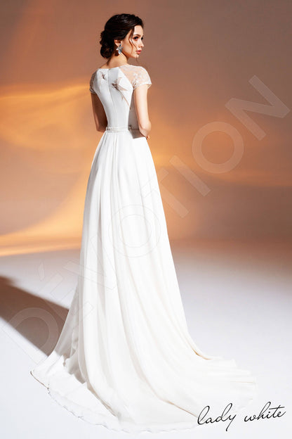 Benu Full back A-line Short/ Cap sleeve Wedding Dress 6