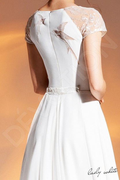 Benu Full back A-line Short/ Cap sleeve Wedding Dress 7