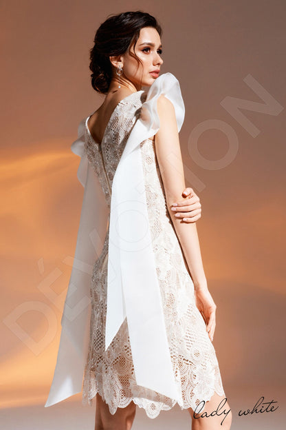Chione Full back A-line Short/ Cap sleeve Wedding Dress 3
