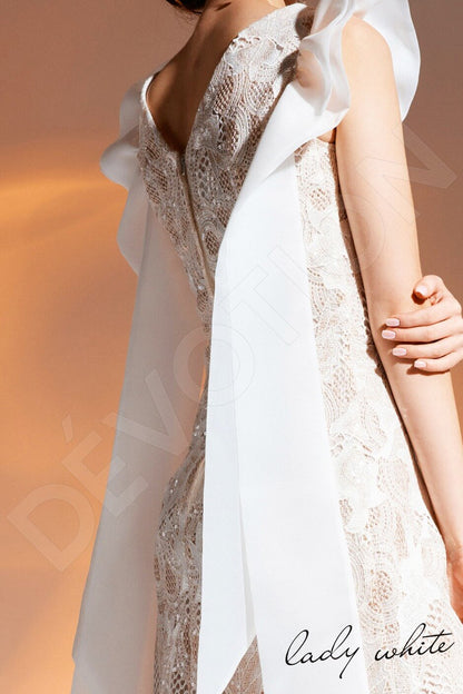 Chione Full back A-line Short/ Cap sleeve Wedding Dress 5