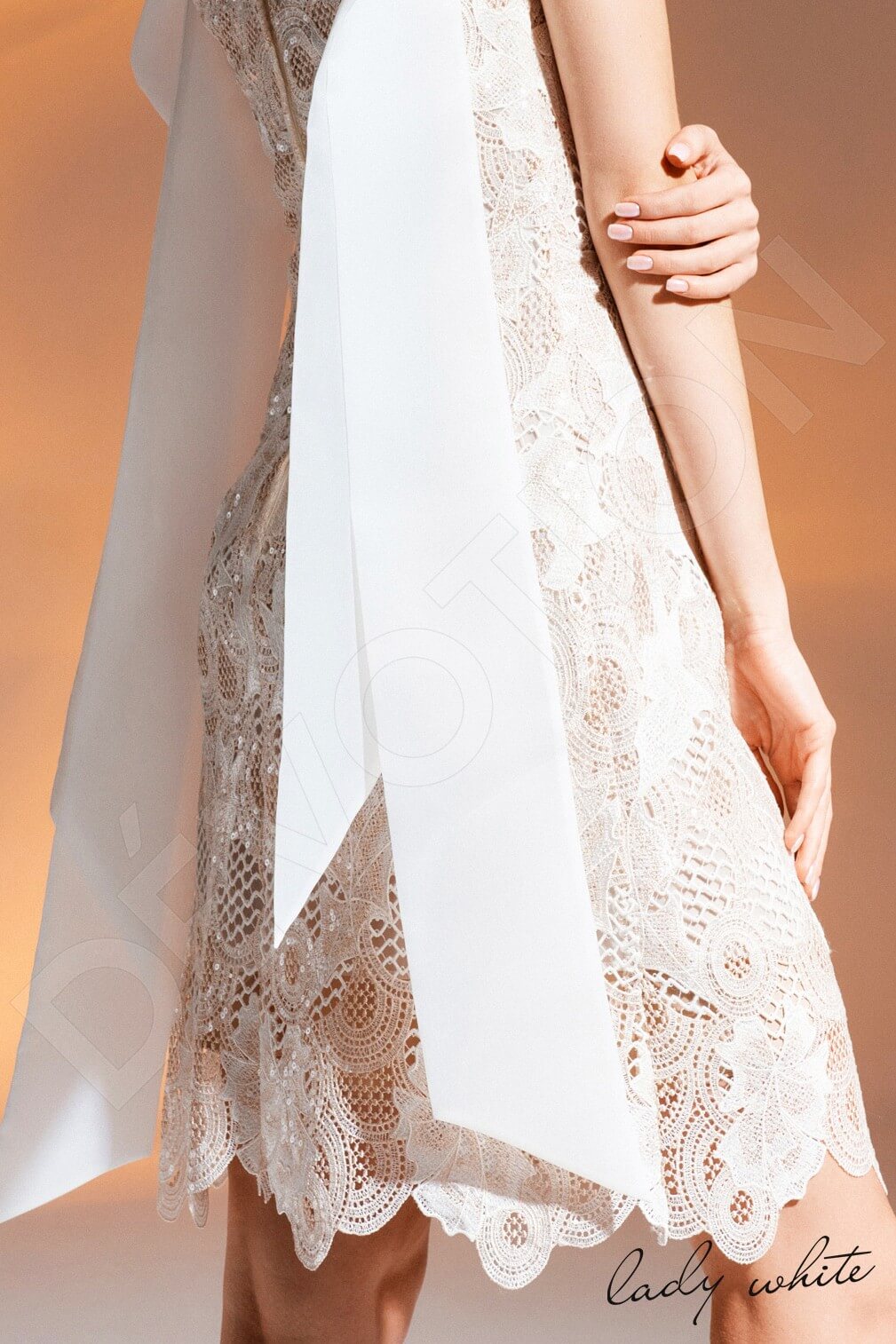 Chione Full back A-line Short/ Cap sleeve Wedding Dress 7