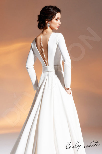 Panya Illusion back A-line Long sleeve Wedding Dress 3