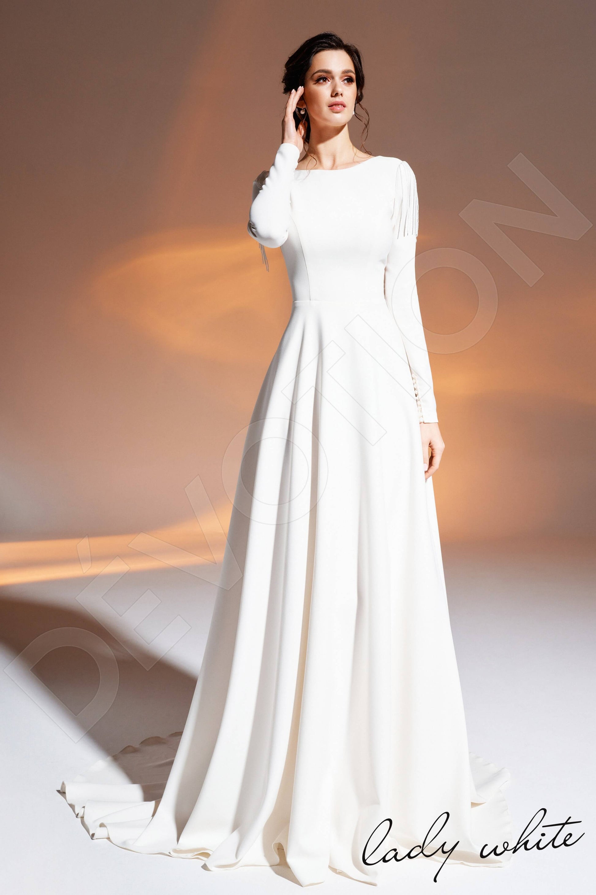 Sanura A-line Jewel Ivory Wedding dress