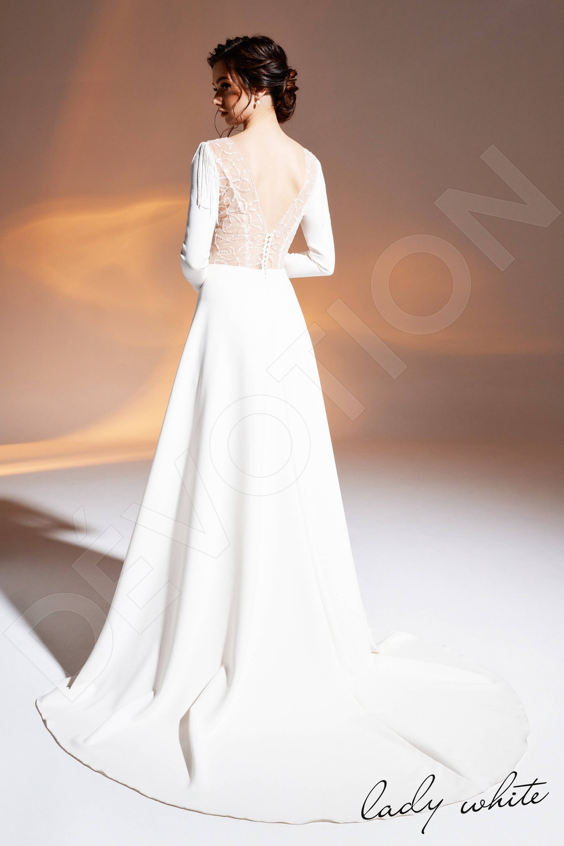Sanura A-line Jewel Ivory Wedding dress
