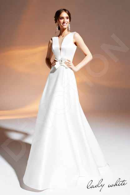 Aziza Open back A-line Sleeveless Wedding Dress Front