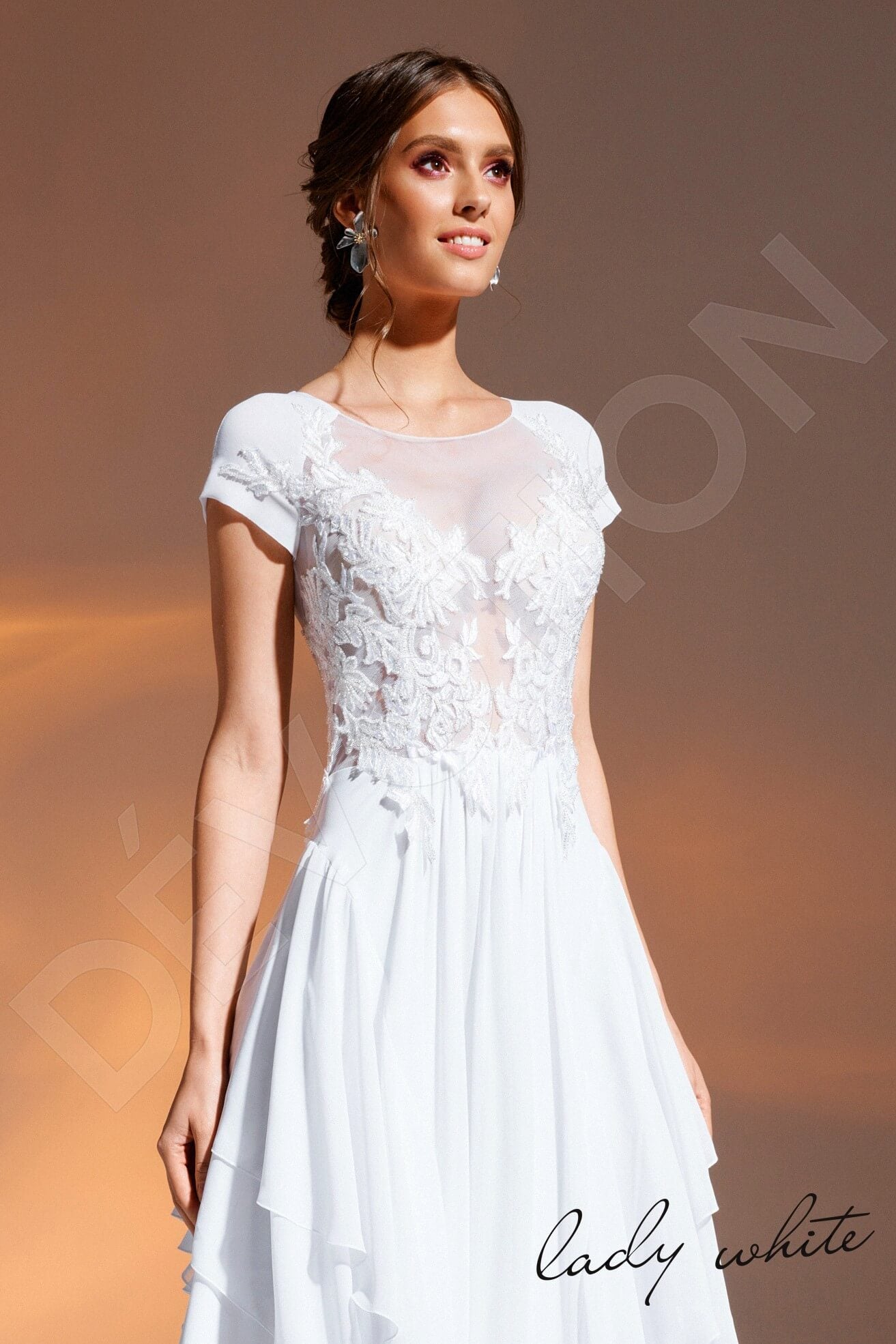 Bahini A-line Jewel White Wedding dress