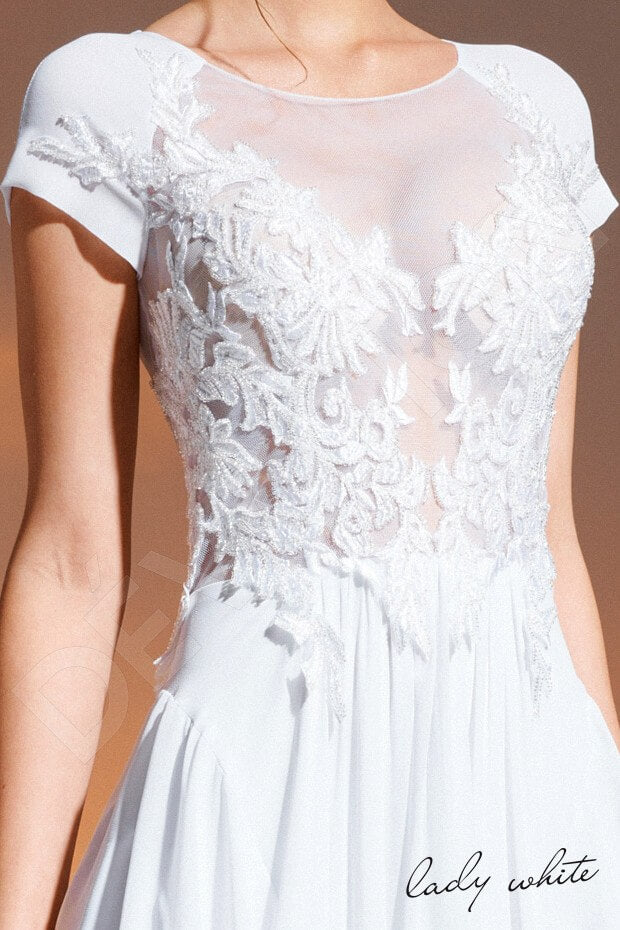 Bahini Full back A-line Short/ Cap sleeve Wedding Dress 4