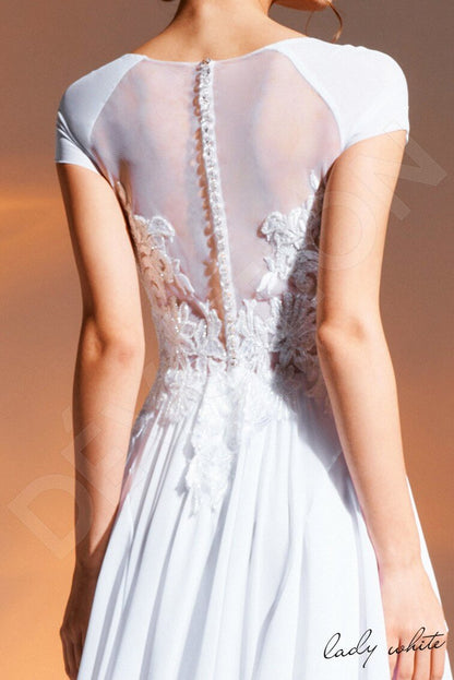 Bahini Full back A-line Short/ Cap sleeve Wedding Dress 5