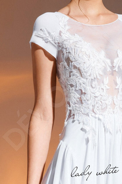 Bahini Full back A-line Short/ Cap sleeve Wedding Dress 6
