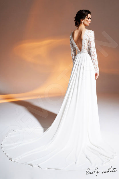 Nashwa Open back A-line Long sleeve Wedding Dress Back