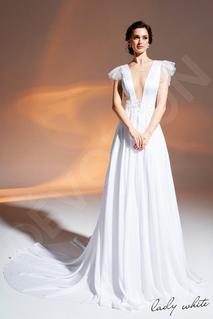 Sharifa Open back A-line Short/ Cap sleeve Wedding Dress 7