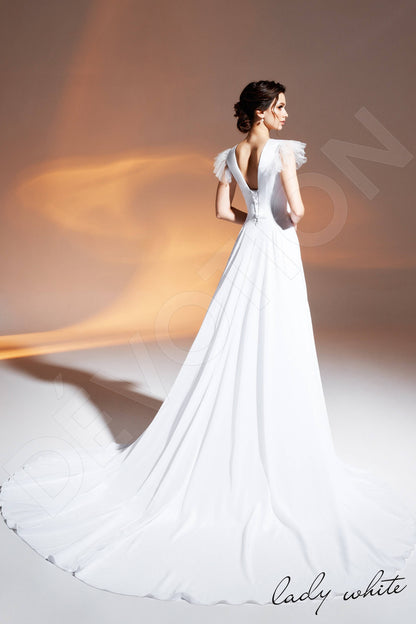 Sharifa Open back A-line Short/ Cap sleeve Wedding Dress Back