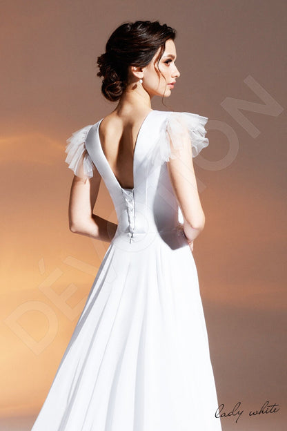 Sharifa Open back A-line Short/ Cap sleeve Wedding Dress 3