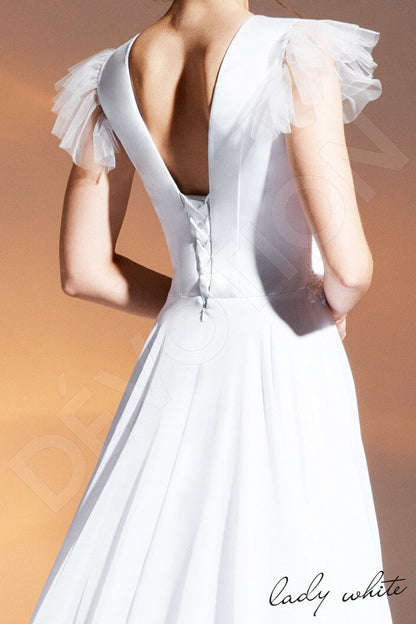 Sharifa Open back A-line Short/ Cap sleeve Wedding Dress 4