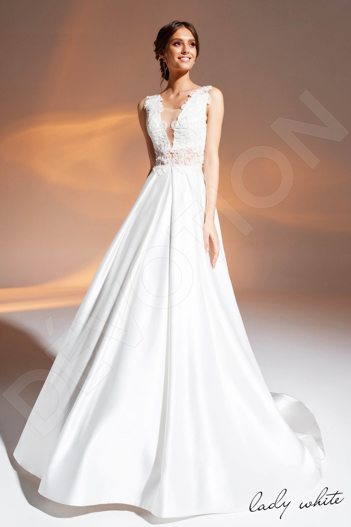 Masika Open back A-line Sleeveless Wedding Dress Front