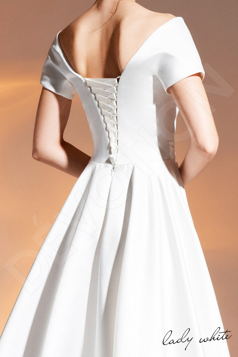 Nuru Open back A-line Short/ Cap sleeve Wedding Dress 5