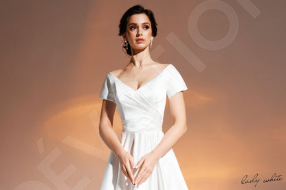 Nuru Open back A-line Short/ Cap sleeve Wedding Dress 7