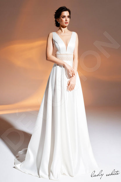 Rabiah Open back A-line Sleeveless Wedding Dress Front