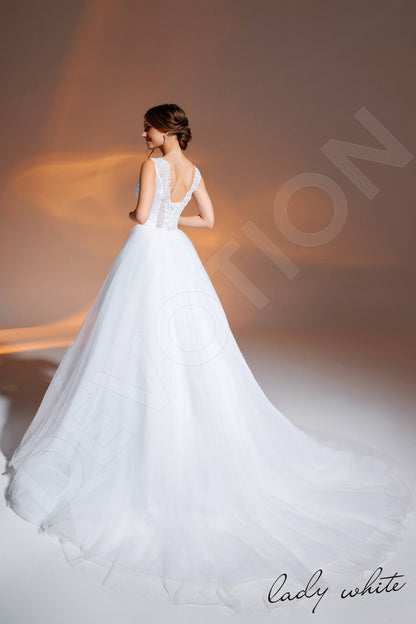 Sabah Open back A-line Sleeveless Wedding Dress Back