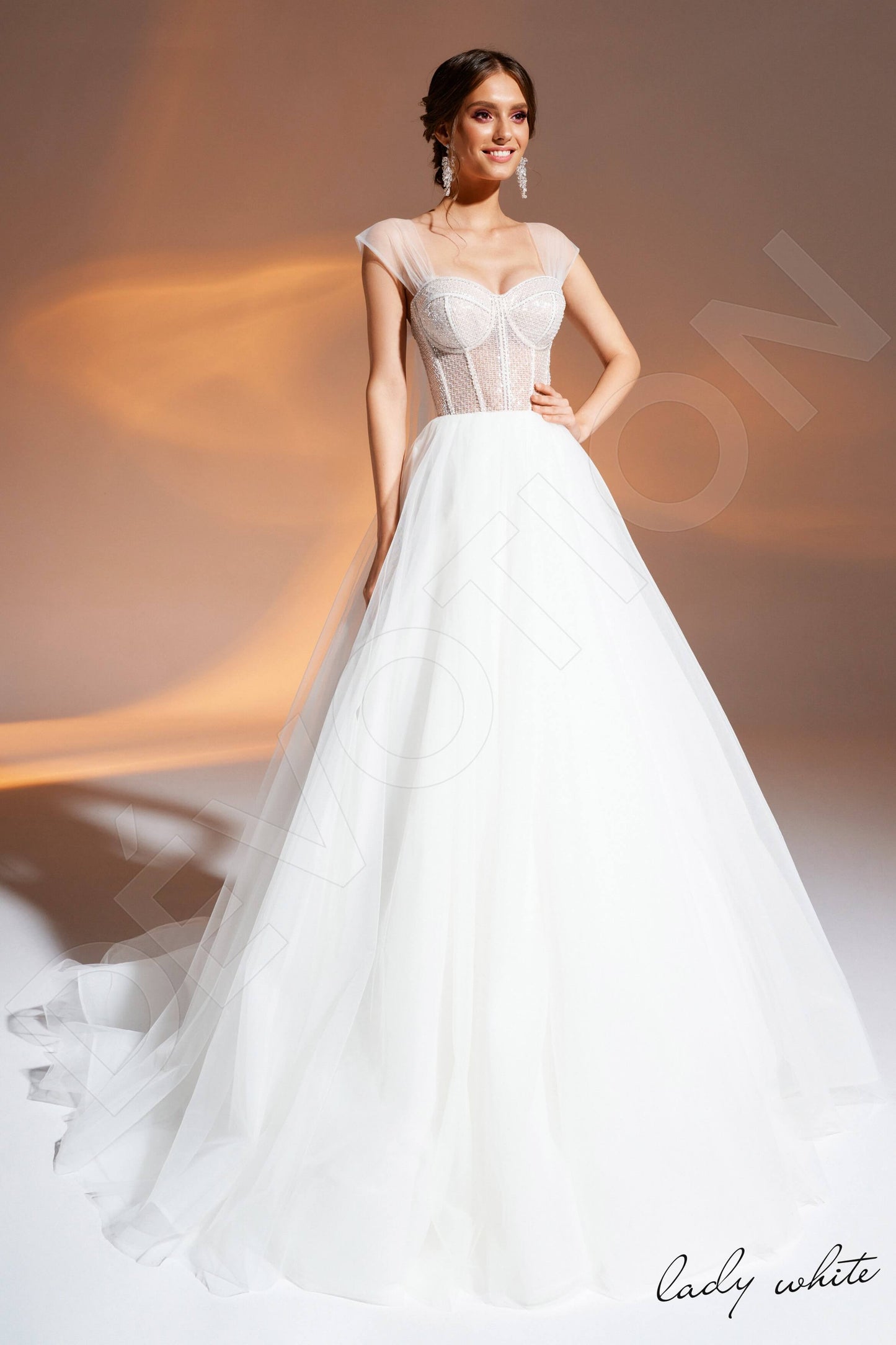 Alika Open back A-line Sleeveless Wedding Dress Front