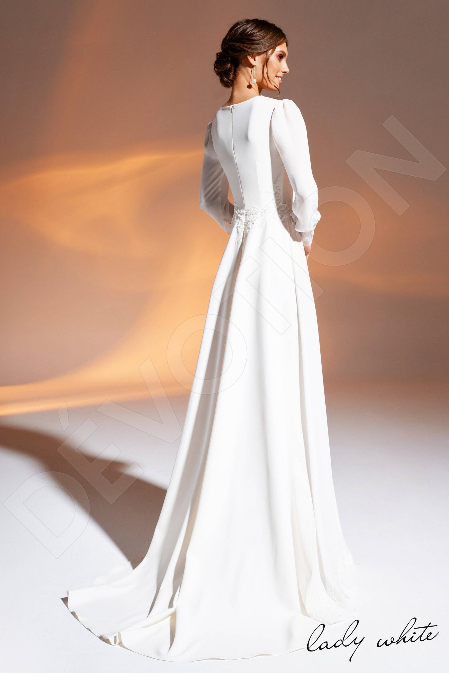 Dalila Full back A-line Long sleeve Wedding Dress Back