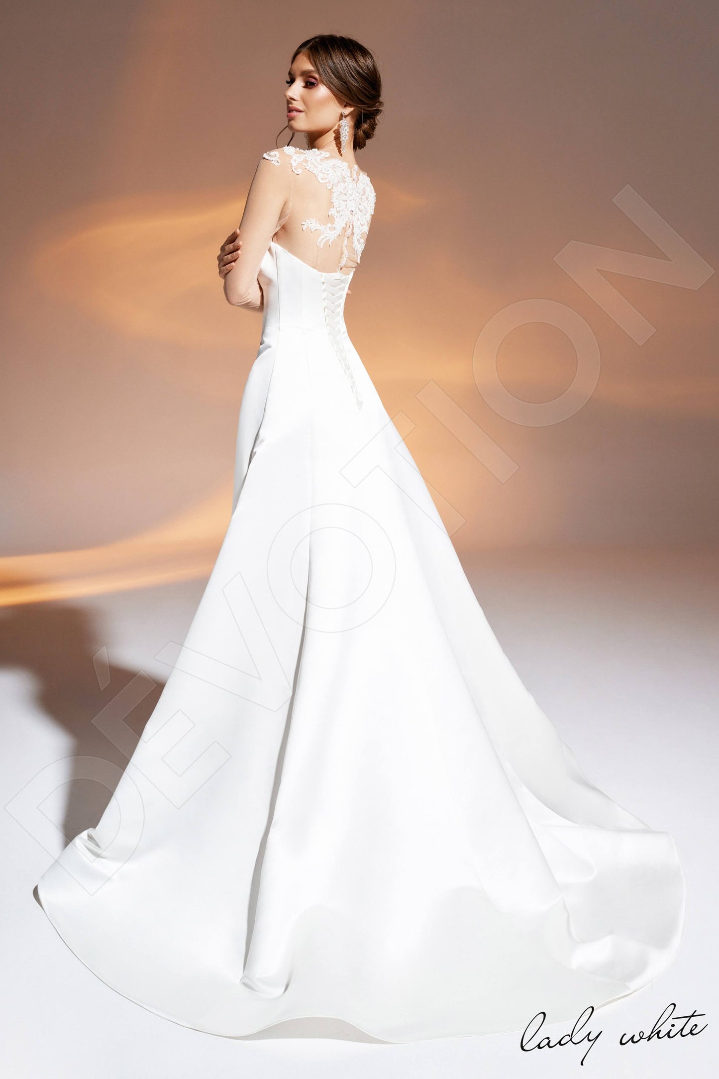 Halima Full back A-line Long sleeve Wedding Dress Back