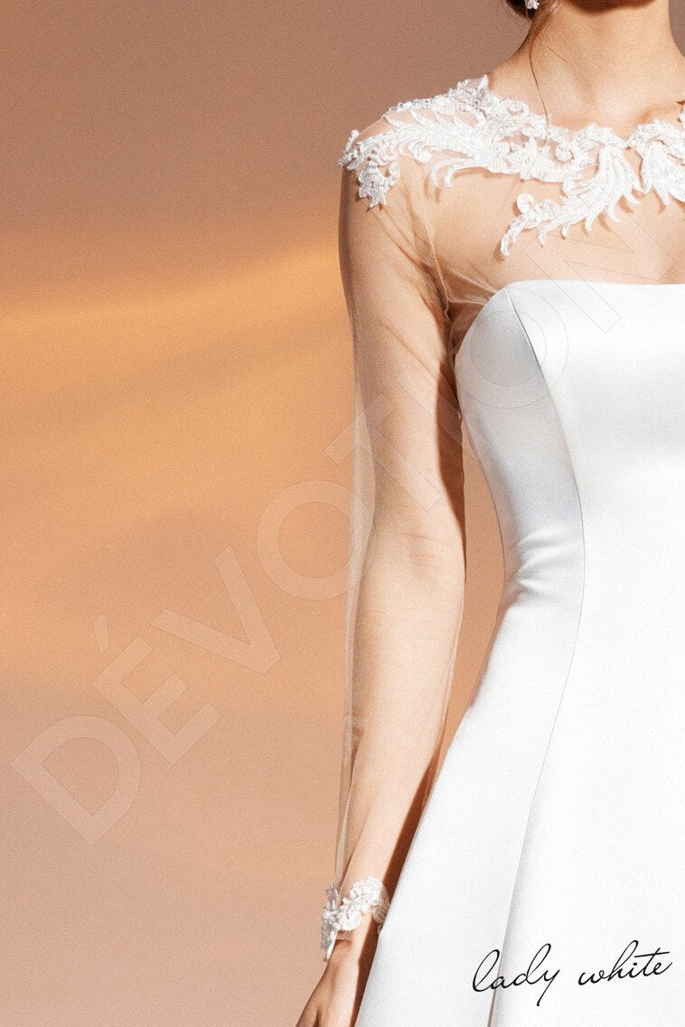Halima Full back A-line Long sleeve Wedding Dress 8
