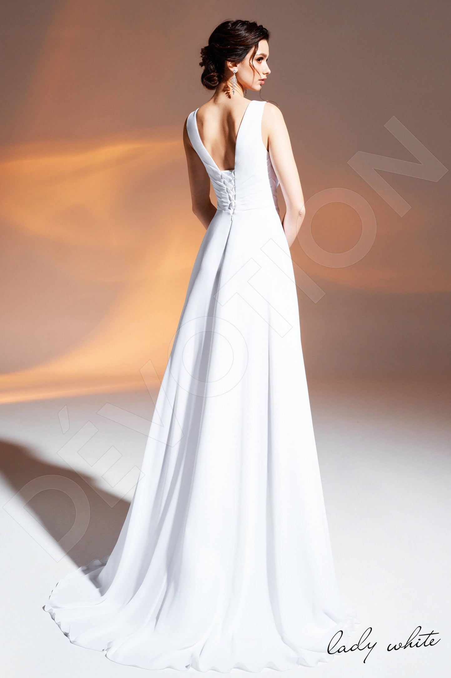 Monifa Open back A-line Sleeveless Wedding Dress Back