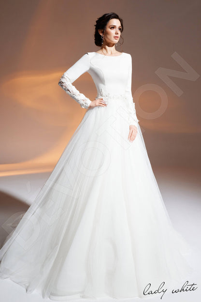 Zahra Open back A-line Long sleeve Wedding Dress Front